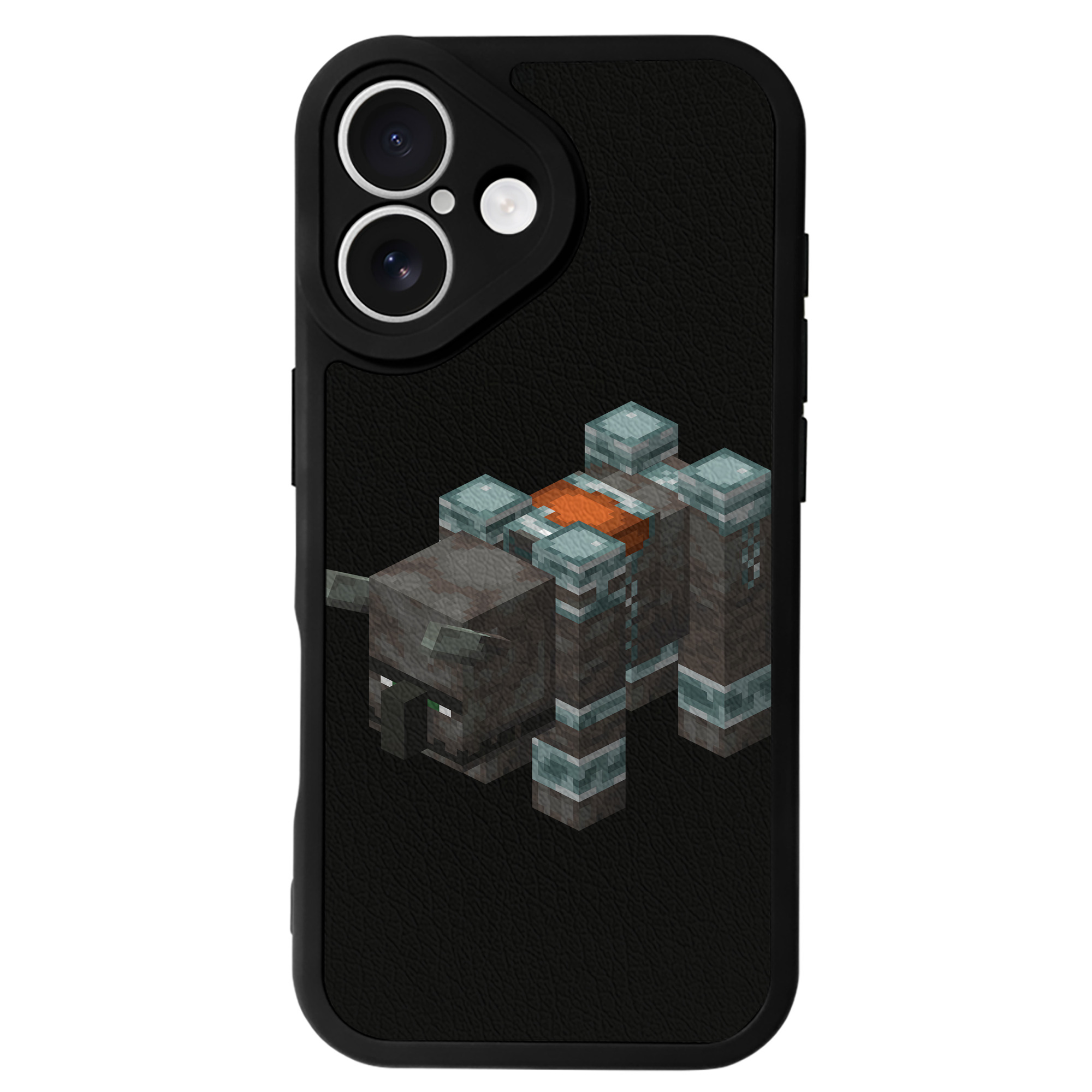 （画像用） マインクラフト ブロックの世界 Minecraft MC Block world 【iPhone 16シリーズ対応】シリコンスマホケース（レザー調） 材質：シリコン